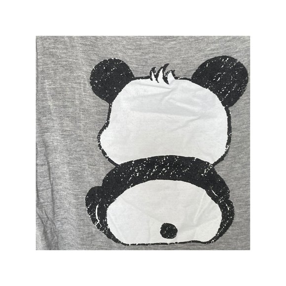 STITCH BY THREAD PANDA HELLO GOODBYE GRAY AND BLACK TSHIRT SZ L - Picture 3 of 3